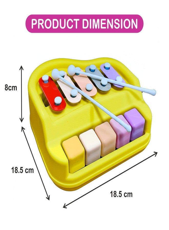 RAINBOW RIDERS Small Xylophone Musical Instrument 2 in 1 Piano and Xylophone Toy with Colorful Keys and Mallets Educational Musical Toy for Toddlers, Babies, Boys, and Girls (Yellow) - Image 3